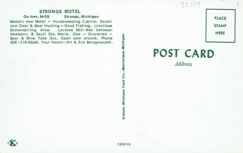Strongs Motel - Old Postcard